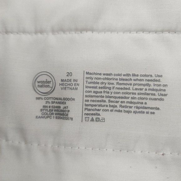 Wonder Nation Youth Juniors Casual Shorts 20 Beige Flat Front Cotton Blend - Picture 8 of 8